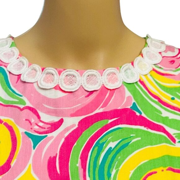 Lilly Pulitzer Dress Mila Shift Embroidery Multi All Nighter Flamingo Back/Zip 0 - Picture 3 of 16